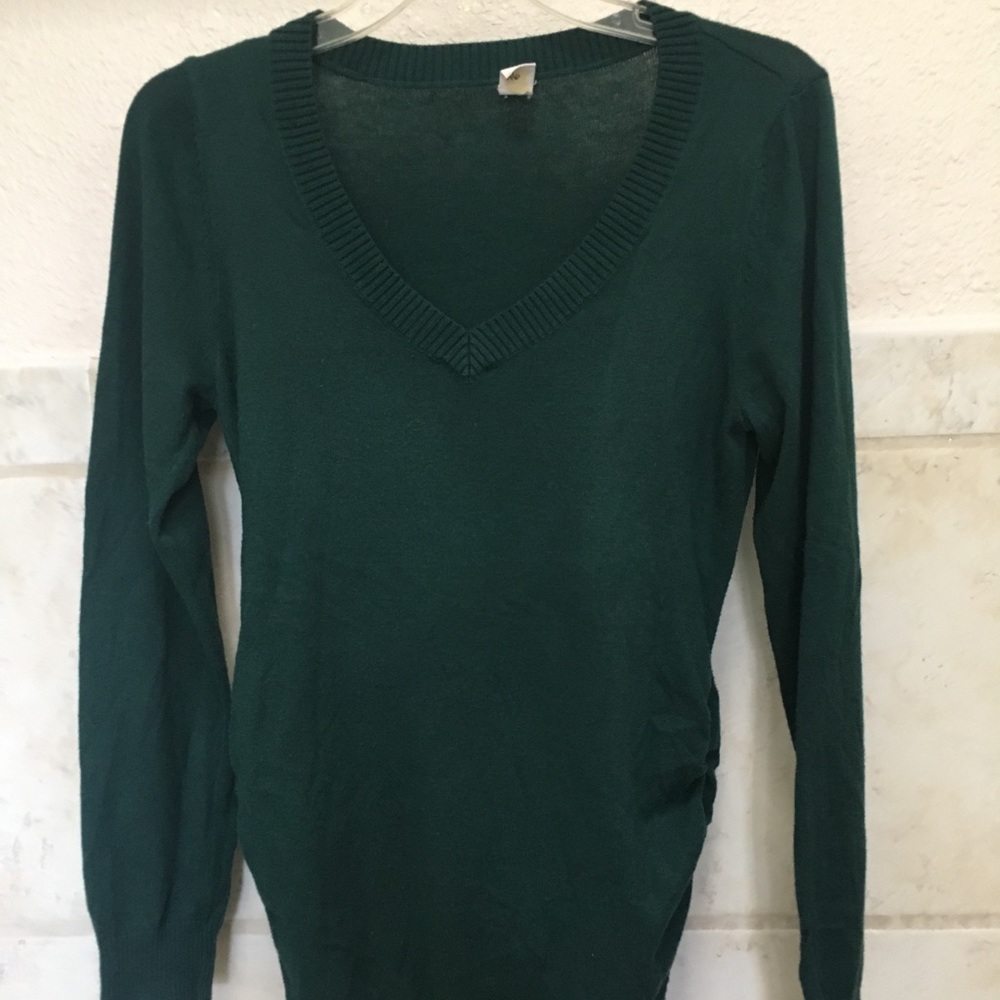 Forest Green Maternity sweater- v-neck